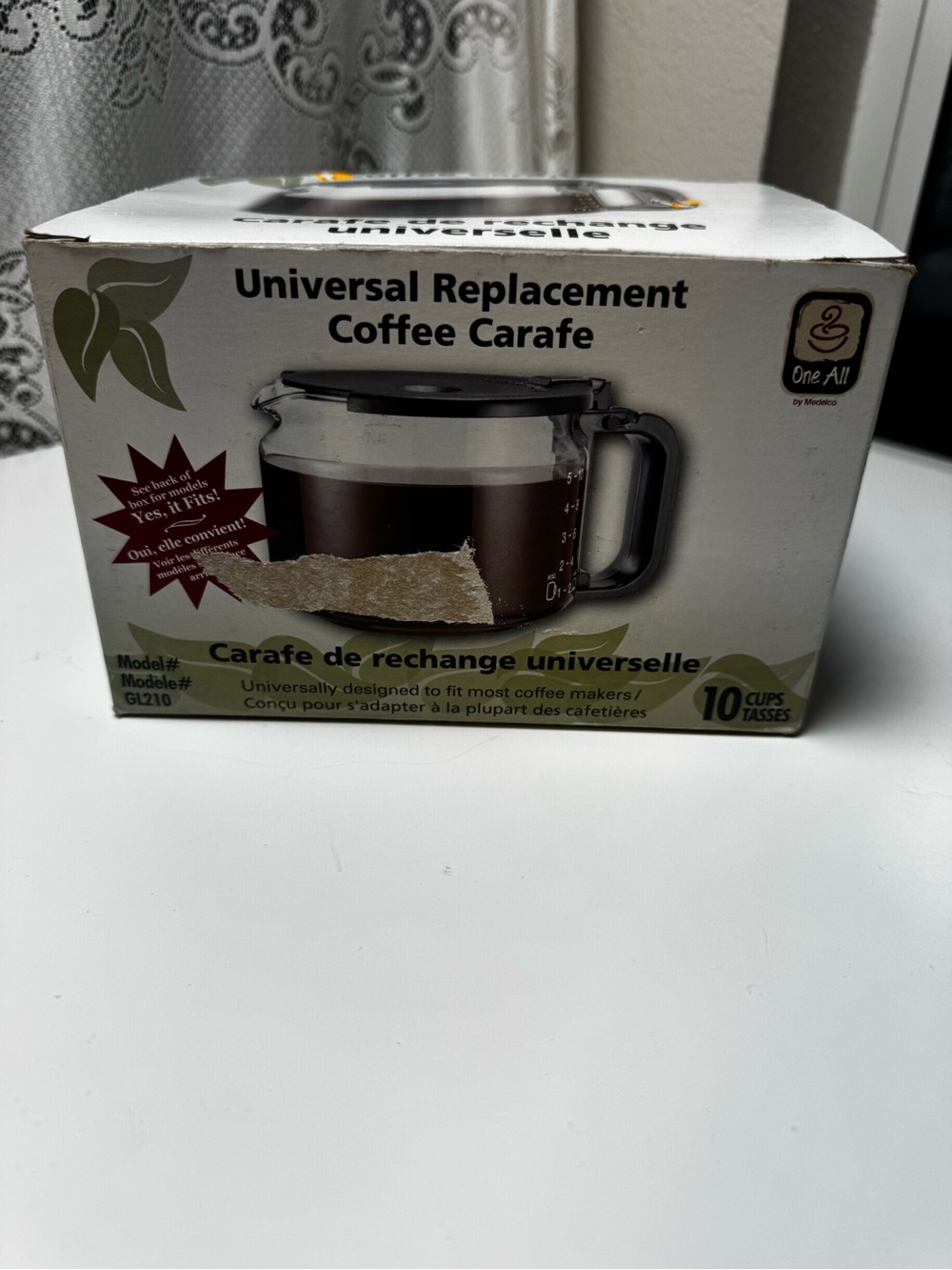 NIB Medelco Universal Replacement 10 Cup Coffee Carafe GL210 Mr Coffee Bunn